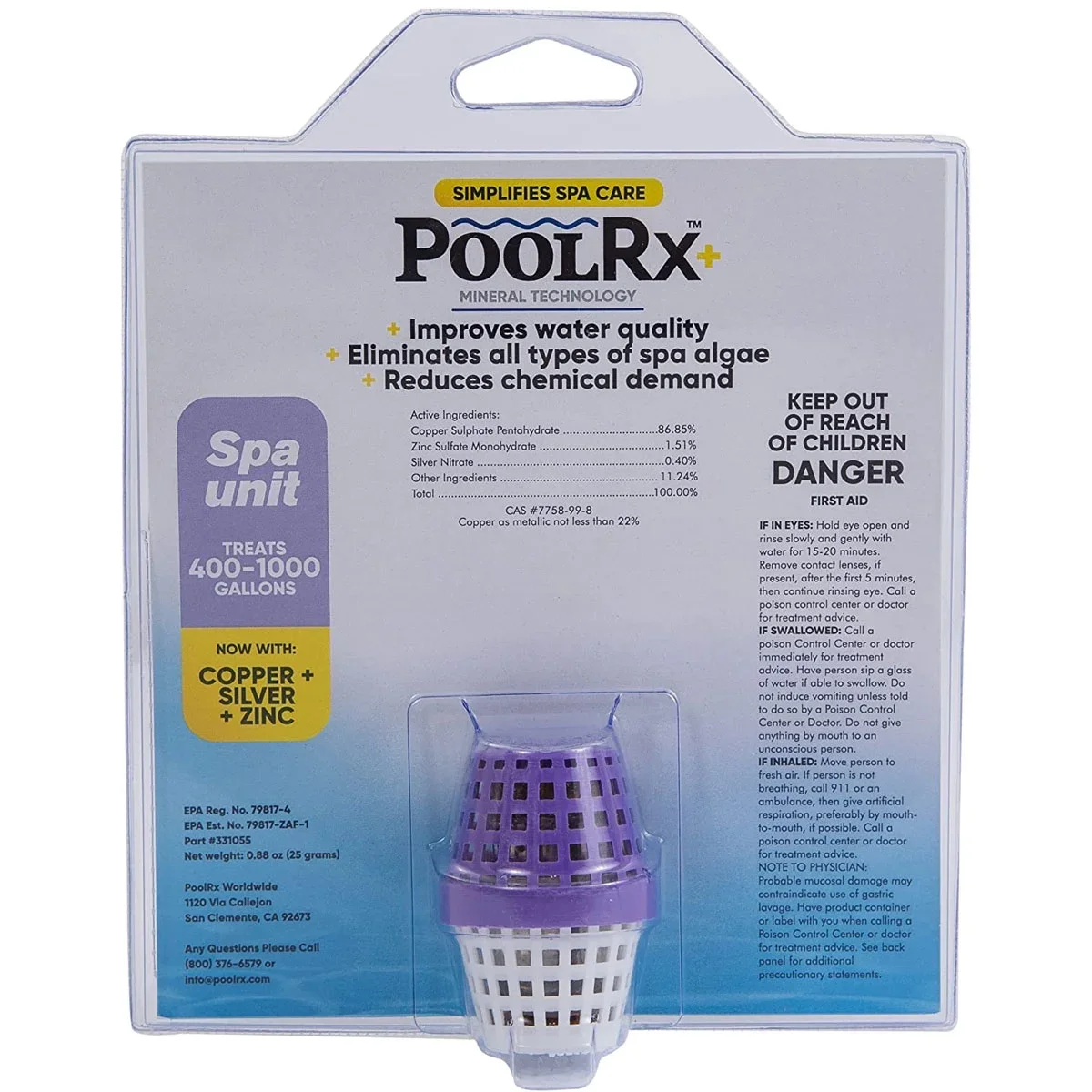 PoolRX + spa purple & white 400-1,000 gallons 1414