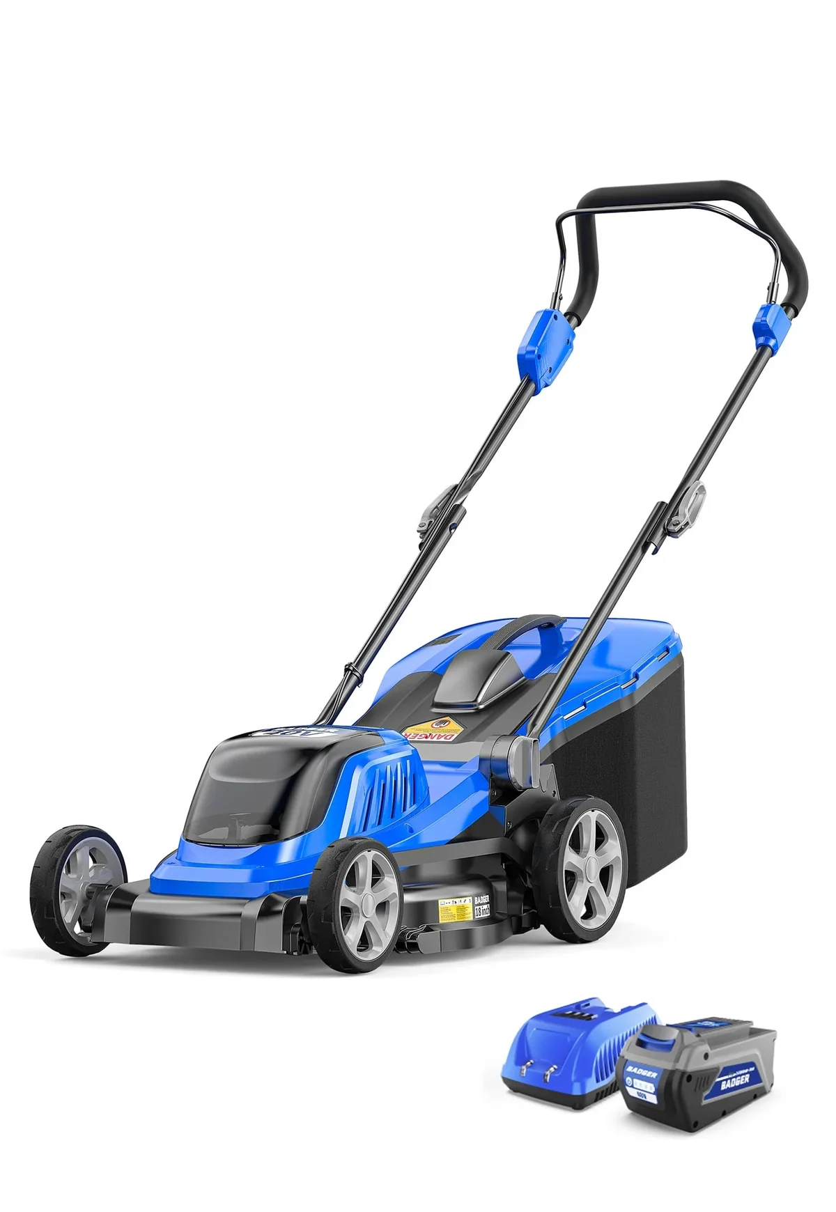 Wild Badger Power 40V 18″ Cordless Lawn Mower Brushless , 2,100 sq ft/0.048 ac, 1×4.0Ah Battery & Fast Charger, 5-Position Height ,for Small-t 2601