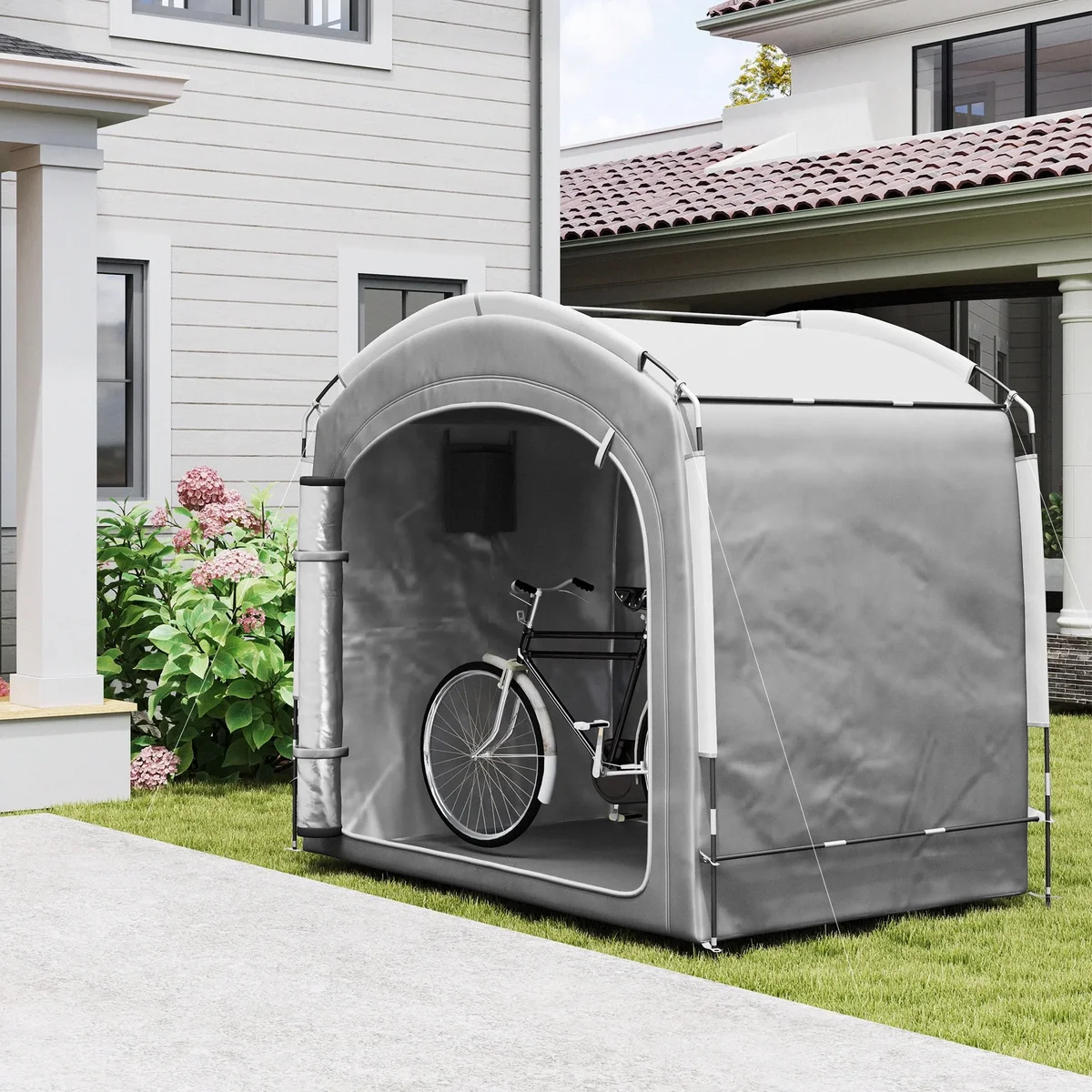 Everdaily Essentials Bike Storage Shed Tent, Portable and Waterproof with 210D Oxford Fabric and Carry Bag for 3-4 Bicycles, Dark Gray 0401