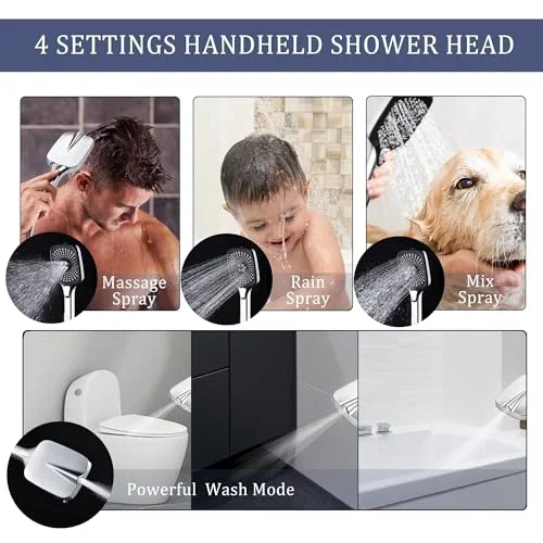 Everdaily Essentials 4 Function Modes 12 inch Wall Mount Shower Head & Handheld Shower Head Ref. 4732