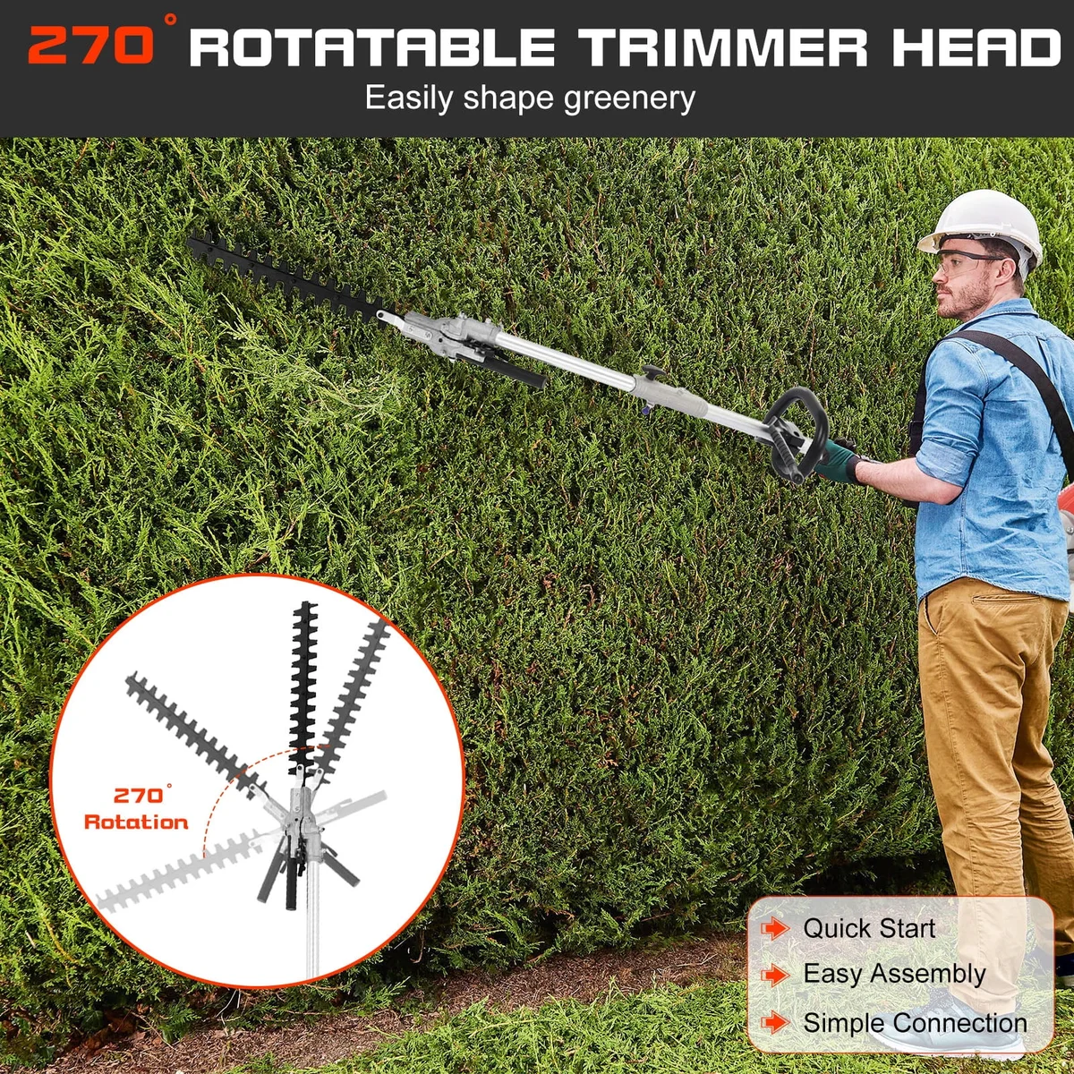 WETS Gas Weed Wacker, 5 in 1 Weed Eater Gas Powered, 52cc Brush Cutter and Gas String Trimmer 2-Stroke, Grass Trimmer 2025 Upgraded,Cordless Hedg 3513