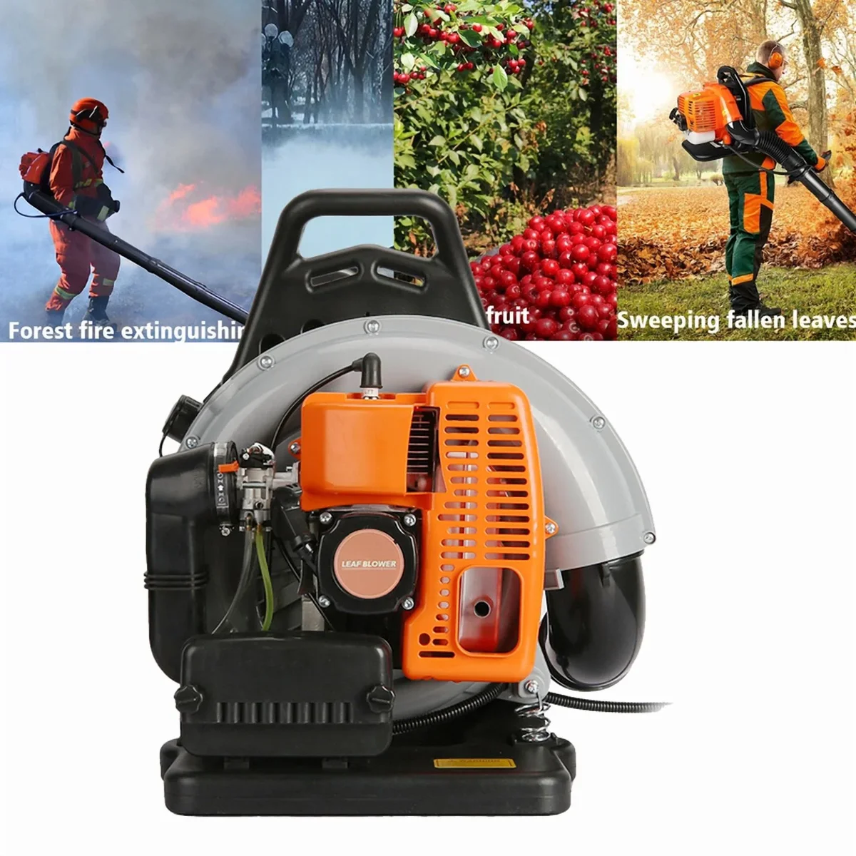 WETS Backpack Leaf Blower 63CC 2-Stroke Backpack Gas Powered Leaf Blower with Fuel Tank, Grass Lawn Blower Air Cooling Gasoline Grass Blower for Leaf, 7126