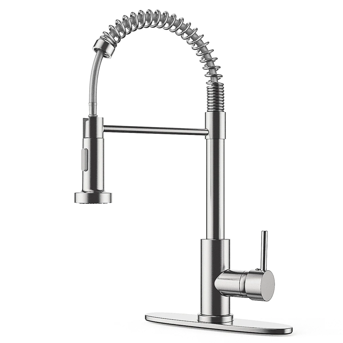 GPED Kitchen Faucet with Pull Down Sprayer, Single Handle High Arc Sink Faucets for 1 or 3 Hole, Brushed Nickel, Dual Function Rv Stainless Steel Kitc 5699
