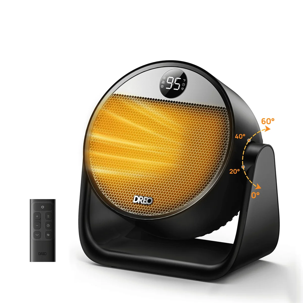 DREO Heater, Space Heater with 60° Adjustable Tilt, 1500W Electric Heaters for Inside with Thermostat, 8 Safety Protections, 12H Timer, 3 Modes, 7247