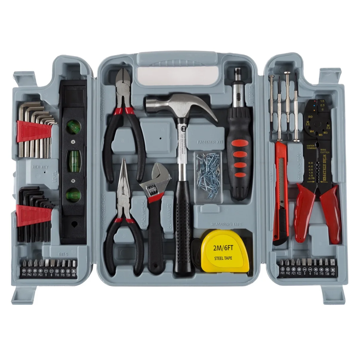 Stalwart 130PC Tool Set - Hand Tools for Home Improvement Projects (Gray) 0769