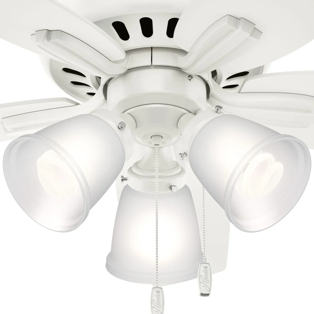 Everdaily Essentials 42 inch Indoor Ceiling Fan with LED Lights - White Ceiling Fan with Pull Chain, For Bedroom or Living Room, Low Profile Mount, Remote, 5 Blades,  Ref. 0604