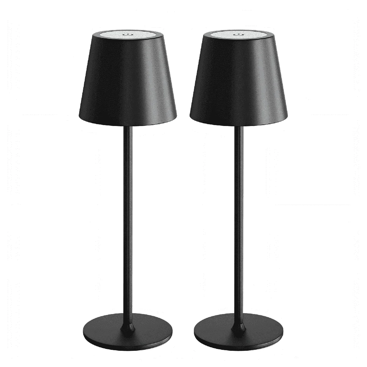 Postlucky 2 Pack 15" Cordless Table Lamp with Touch Dimmer, USB, LED, Matte Black 4568