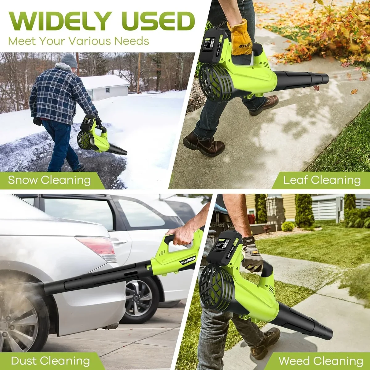 DARKIRON Cordless Leaf Blower, 20V Leaf Blower with 2 x 2.0Ah Batteries & Charger, Up to 450CFM/150MPH, 2 Variable Speed, Lightweight for Blowing 5802