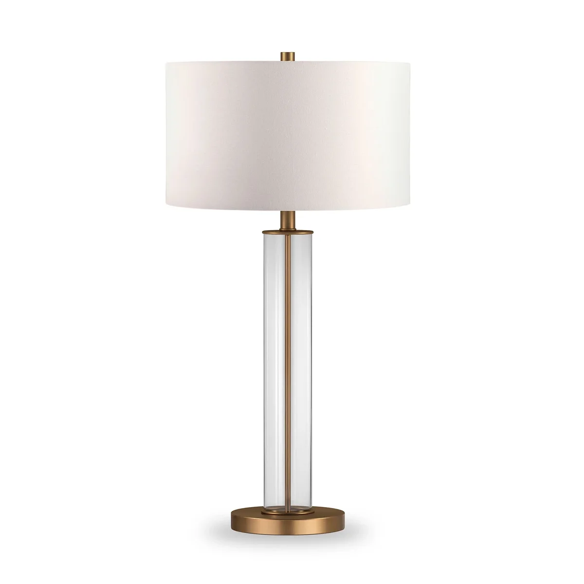 Evelyn&Zoe 29" Traditional Clear Glass Table Lamp with White Drum Linen Shade 4888