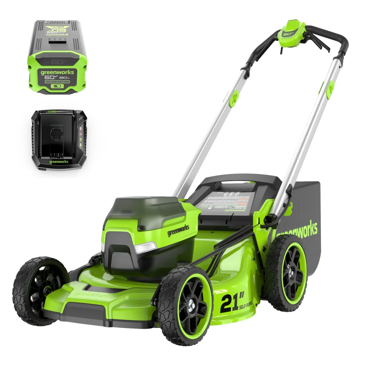 Greenworks 60V 21" Self Propelled Lawn Mower with (1) 8.0 Ah Battery & Rapid Charger 2546402 1238