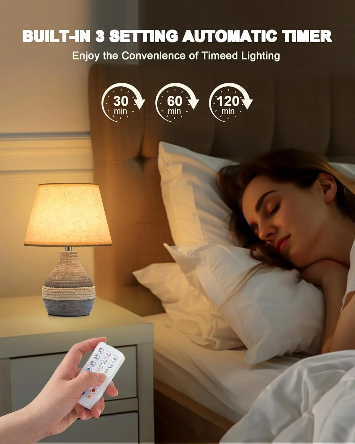 OCEST Ceramic Wireless Table Lamp, Small Rechargeable Table Lamp with Timing Function, Dimmable Table Light with Remote Control, Nightstand Light Lamp  2902