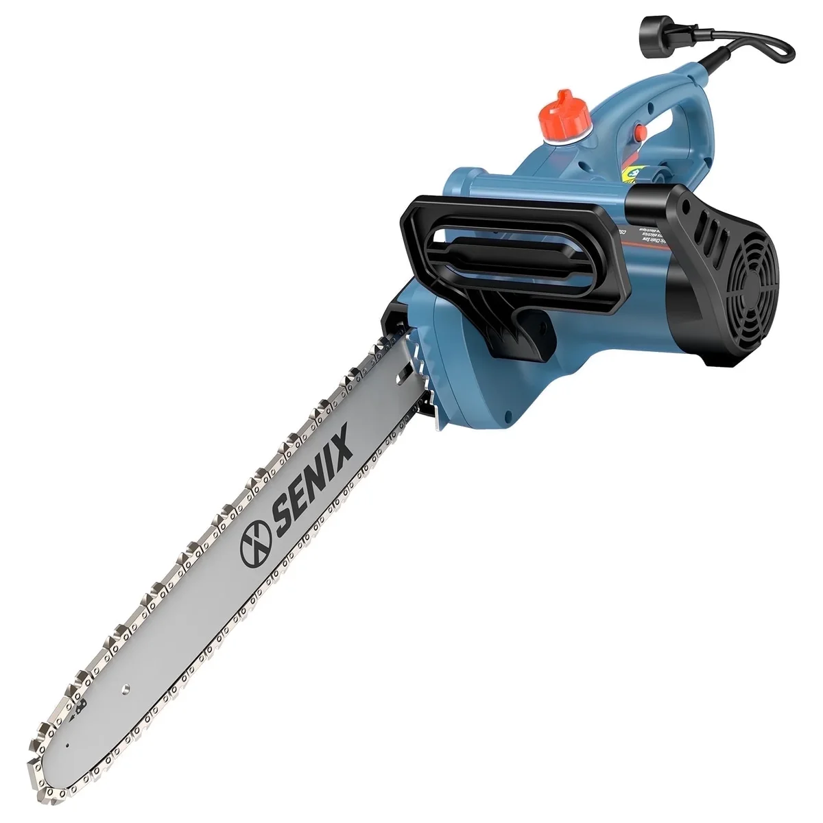 Senix 14" 10A Electric Corded Chainsaw with Oregon Bar & Chain, Blue 6545