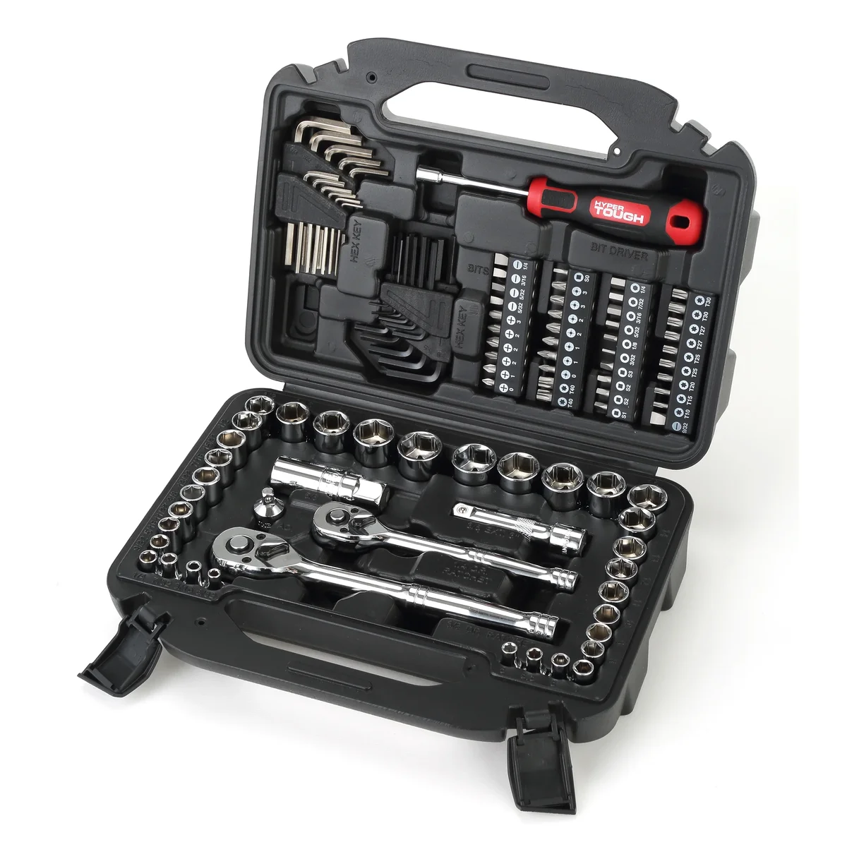 Hyper Tough 110-Piece Drive Mechanic Socket Set, SAE & Metric 8987