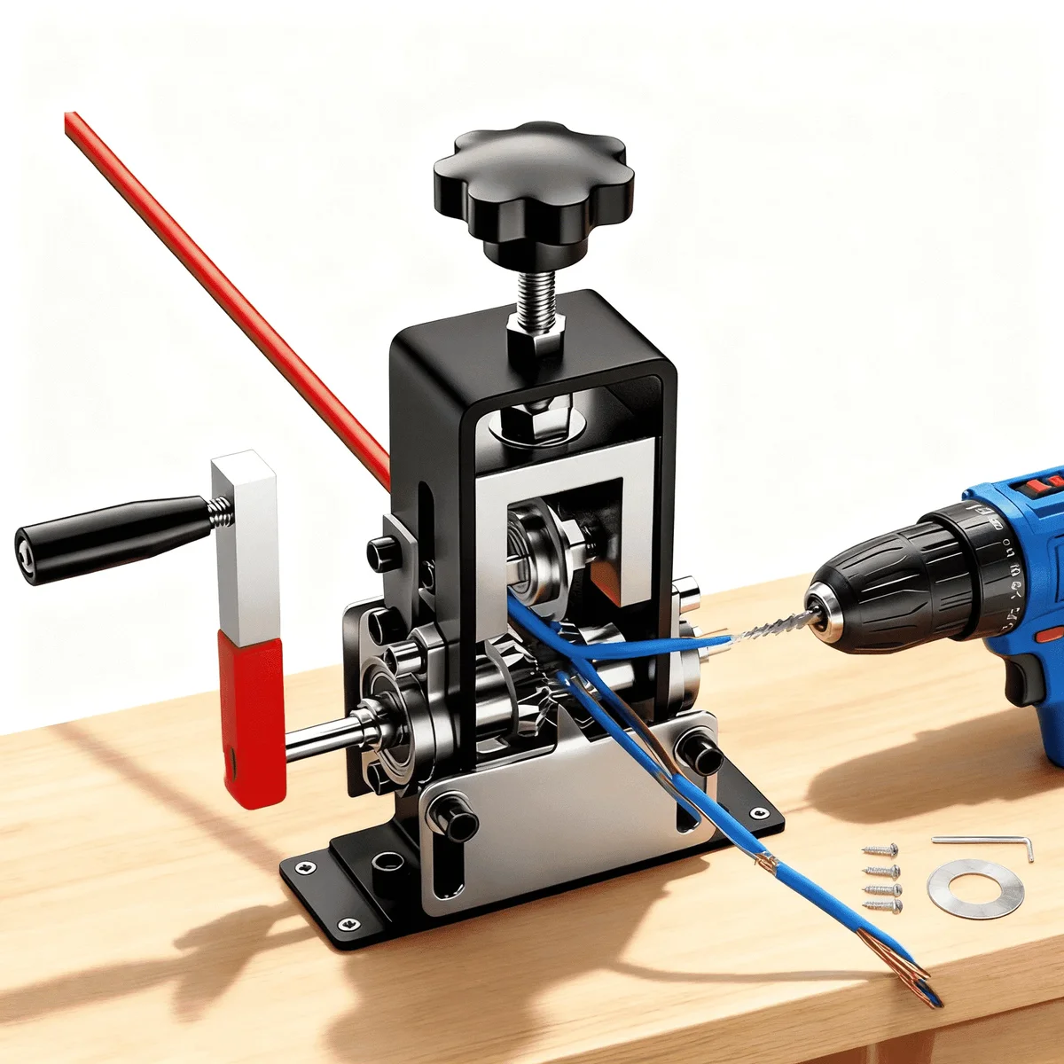 SLAMLINK Drill Powered Wire Stripping Machine, Manual Hand Crank Cable Peeler for 0.06"-1" Scrap Copper Recycling 8297