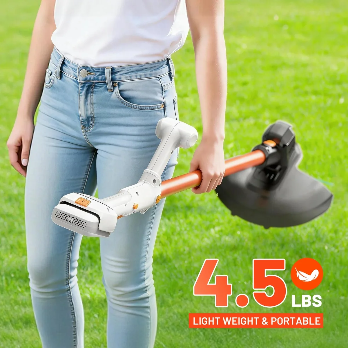 Litheli 20V 12" Cordless String Trimmer, Battery Powered Grass Trimmer & Wheeled Edger, with 2.0Ah Battery, for Garden, Yard and Farm 1263