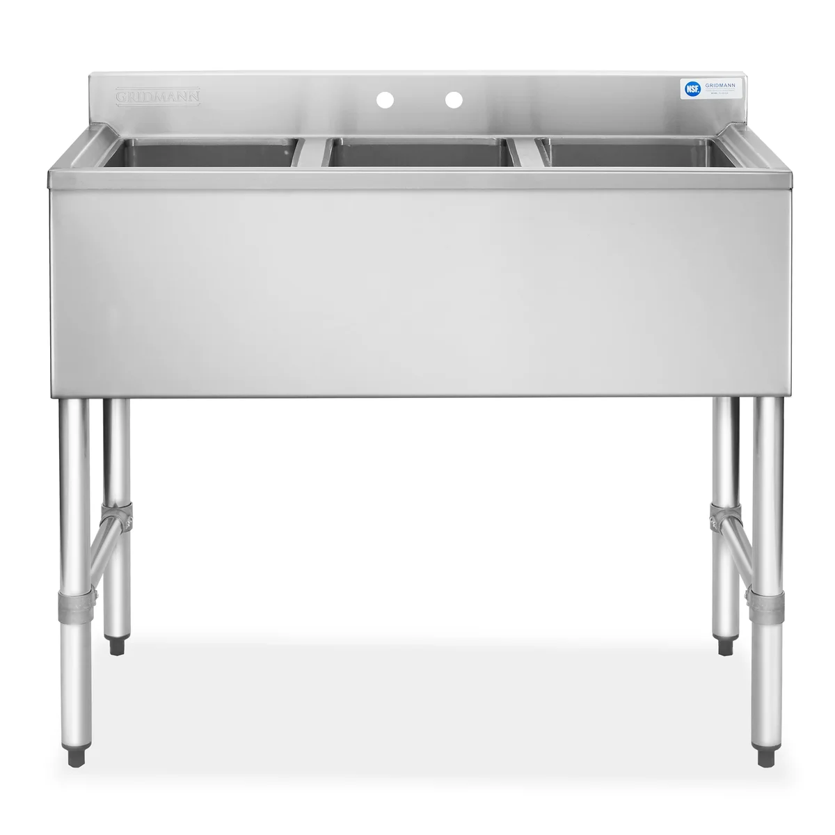 GRIDMANN 3 Compartment Stainless Steel Bar Sink, NSF Commercial Kitchen Underbar Sink 6110