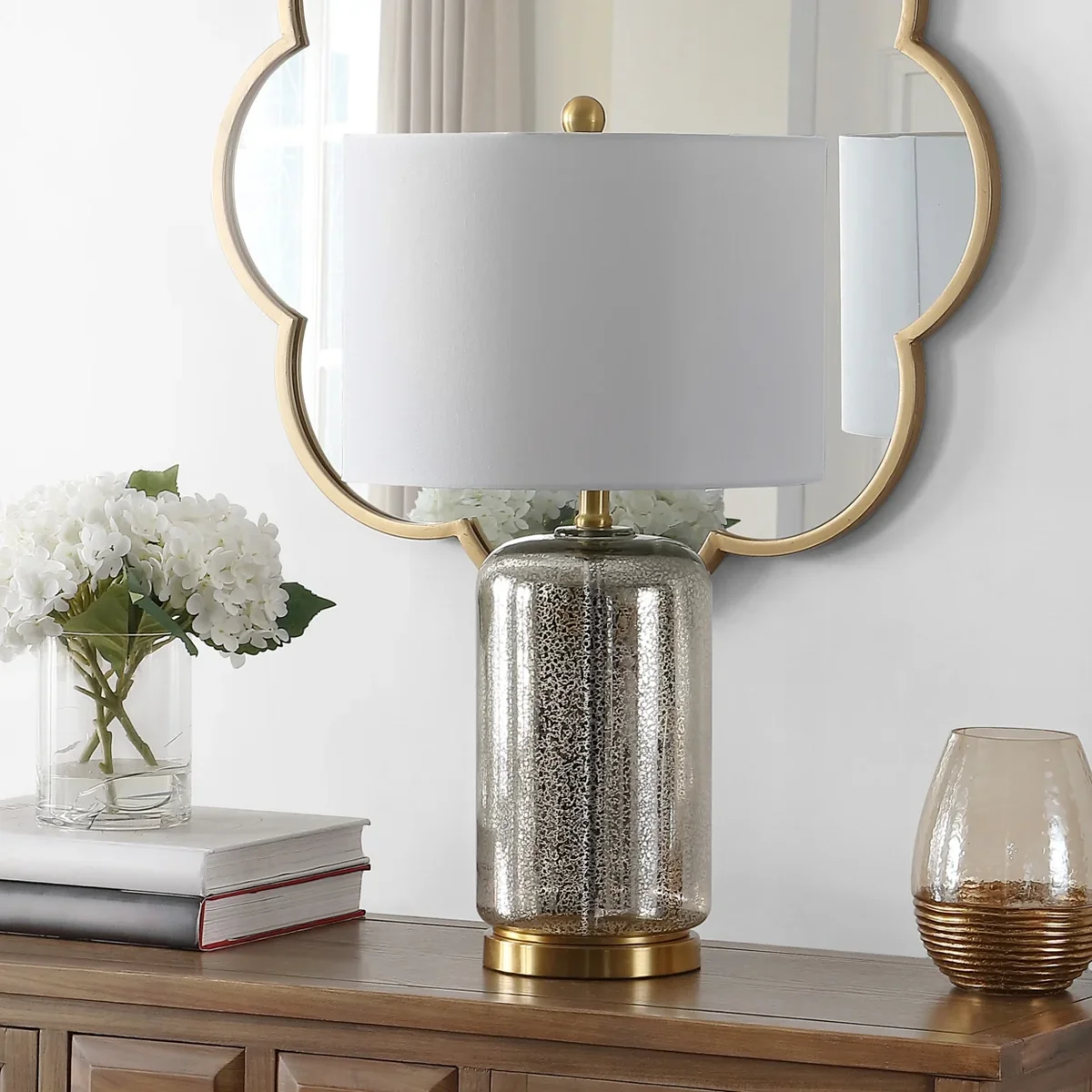 Safavieh Novah 26 in. Mid-Century Glass Table Lamp, Silver 6198