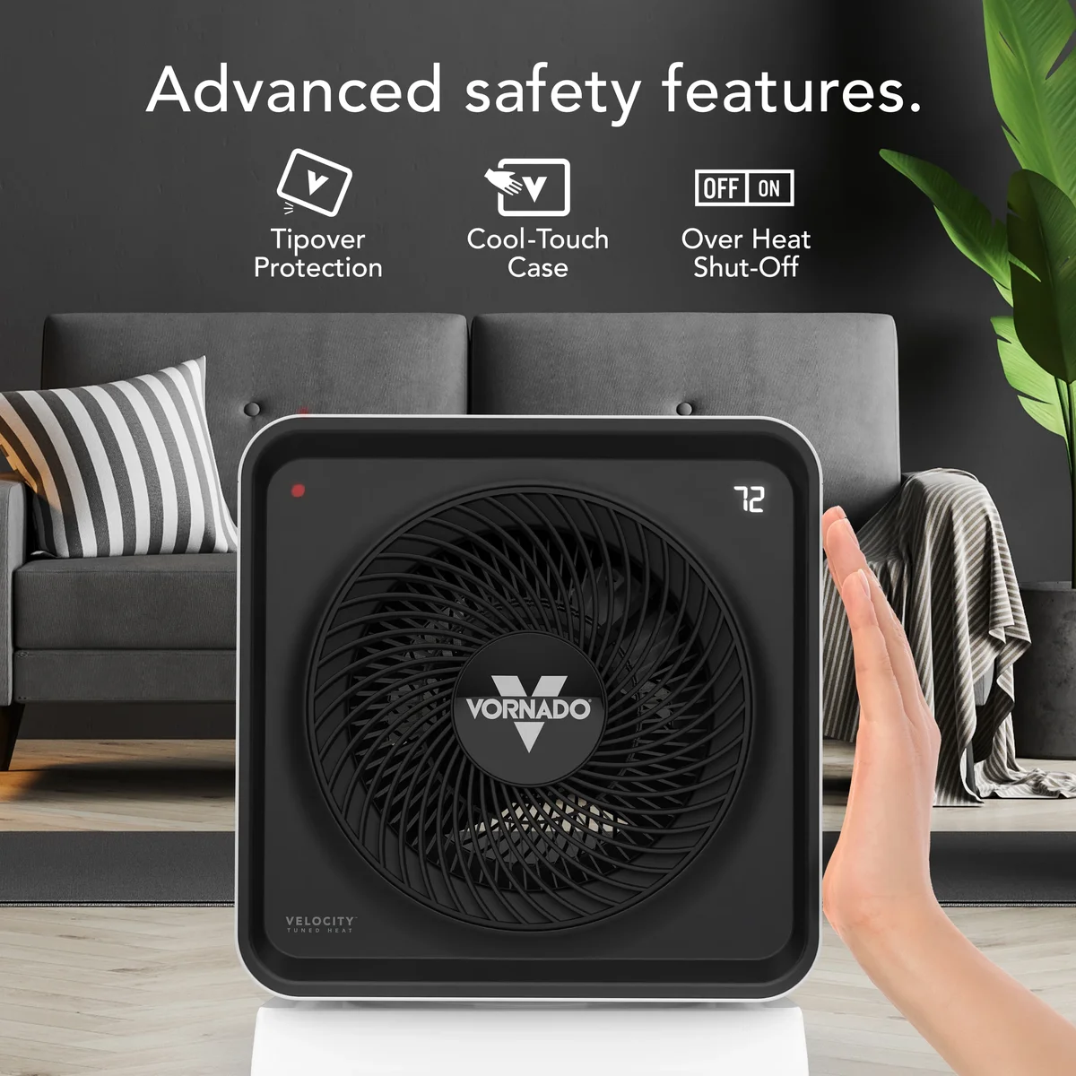 Everdaily Essentials Velocity CUBE 5 OSC Whole Room Space Heater with 70º Oscillation, Remote Control, Vortex Heat Circulation, LED Touch Controls, 1-12 Hour Timer,  Ref. 9792