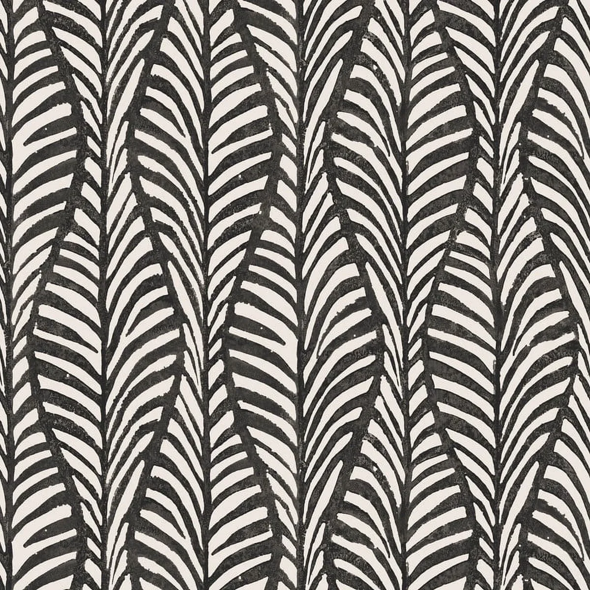 Tempaper Block Print Leaves Black Peel and Stick Wallpaper, 20.5" x 16.5' 0941