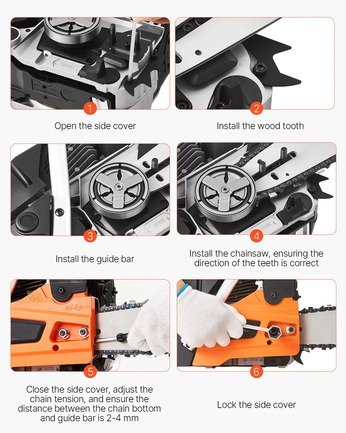 KFFKFF 58cc Gas Chainsaw with 20in Bar,  3.2HP Gas Powered Chainsaw, Powerful 2-Cycle Chainsaw for Wood Cutting, Tree Trimming 5874