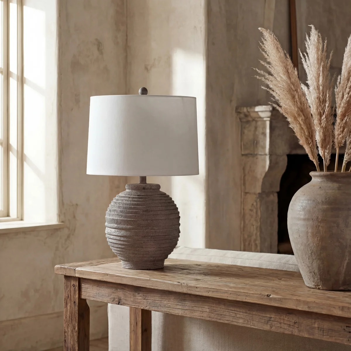 Everdaily Essentials Pendri 24 in. Classic Contemporary Table Lamp, Brown 9480