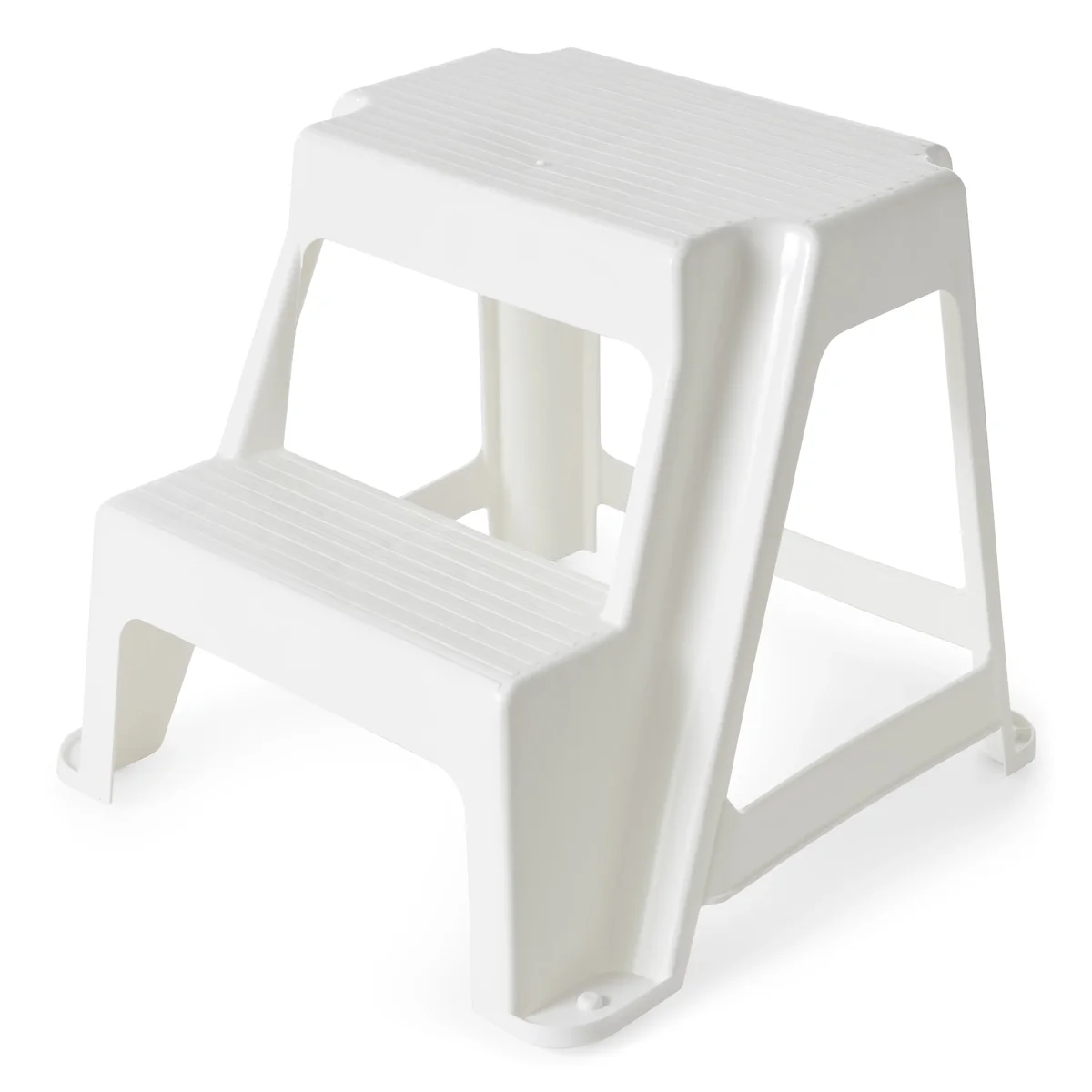 Gracious Living 2-Step Plastic Antislip Stool, Holds up to 300 Lbs., White 3731