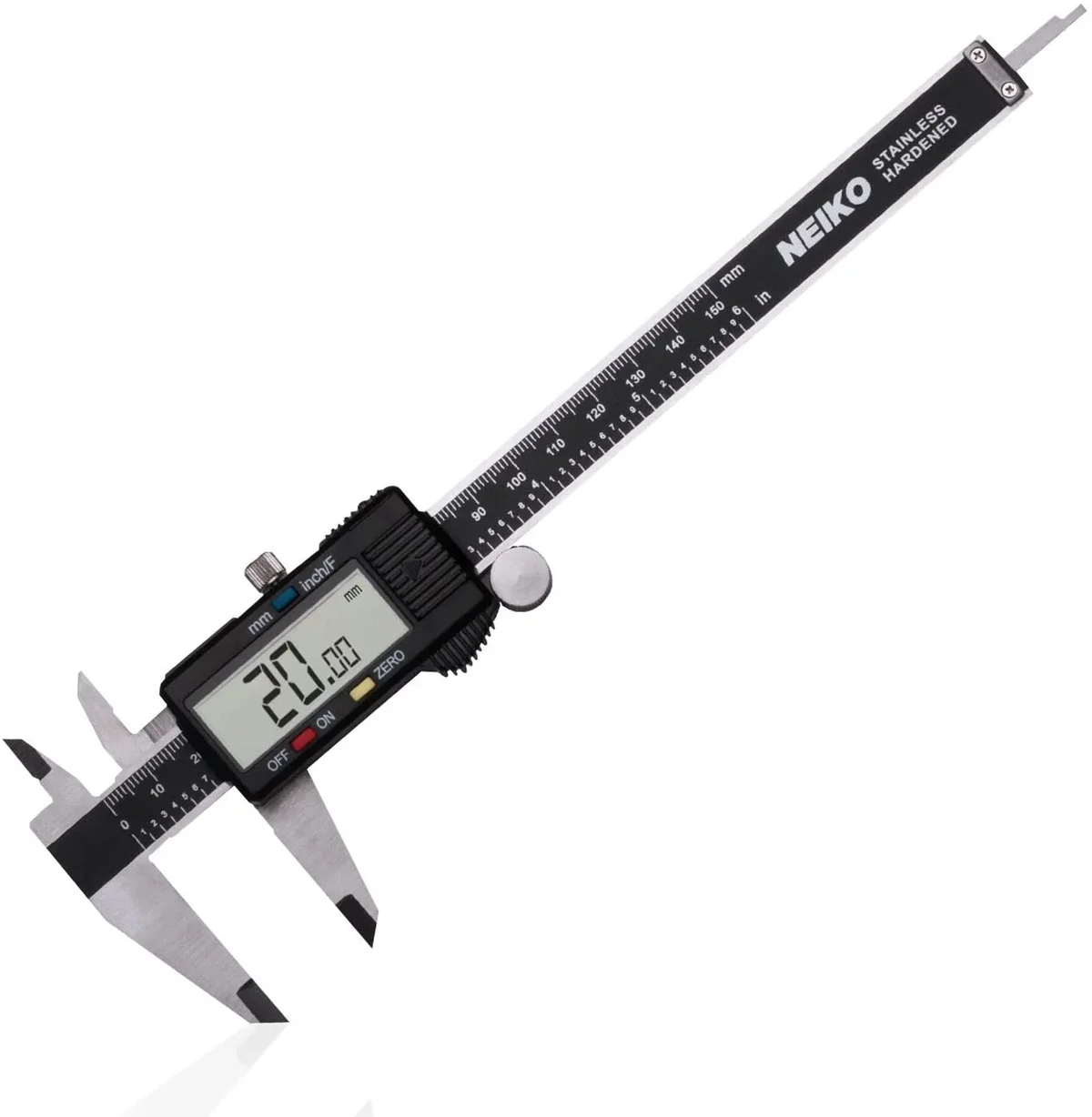 NEIKO 01407A Electronic Digital Caliper Measuring Tool, 0-6 Inches Stainless Steel Construction with Large LCD Screen Quick Change Button for Inc 5635