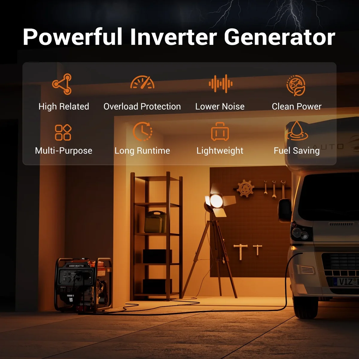 Efurden 4400-Watt Portable Inverter Generator, Gas Powered Generator for Emergency Home Backup, Outdoor Camping, RV Ready, EPA Compliant 4108