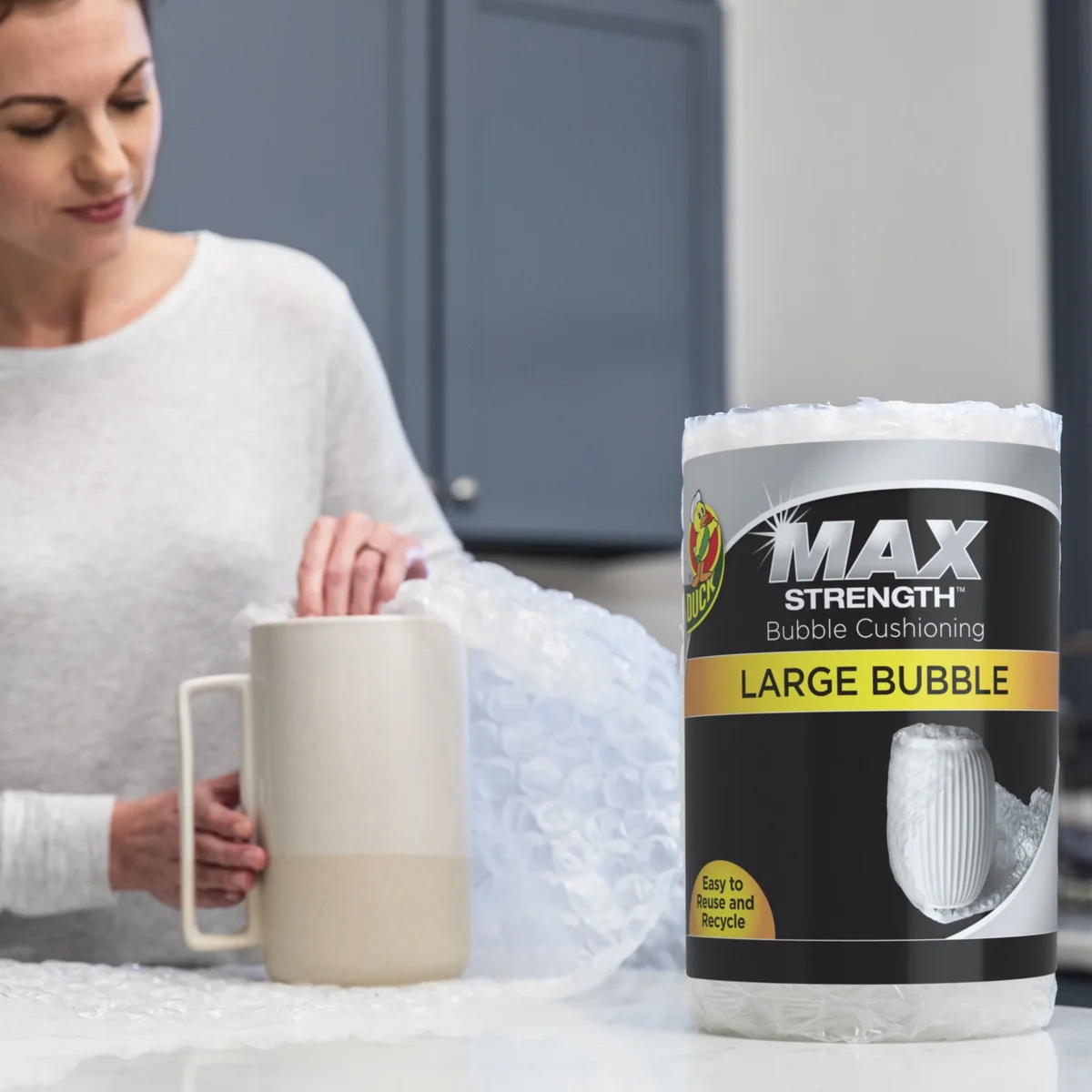 Duck Brand Duck Max Strength Large 5/16" Bubble Cushioning Wrap, 12" x 50' 2048