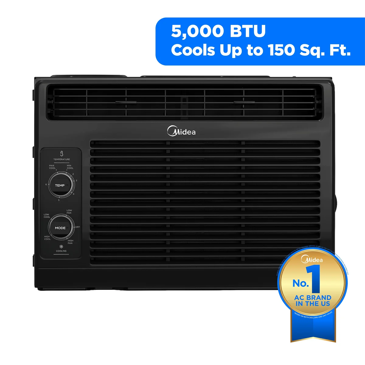 Midea 5,000 BTU Mechanical Window Air Conditioner, 150 Sq Ft, Black 1069