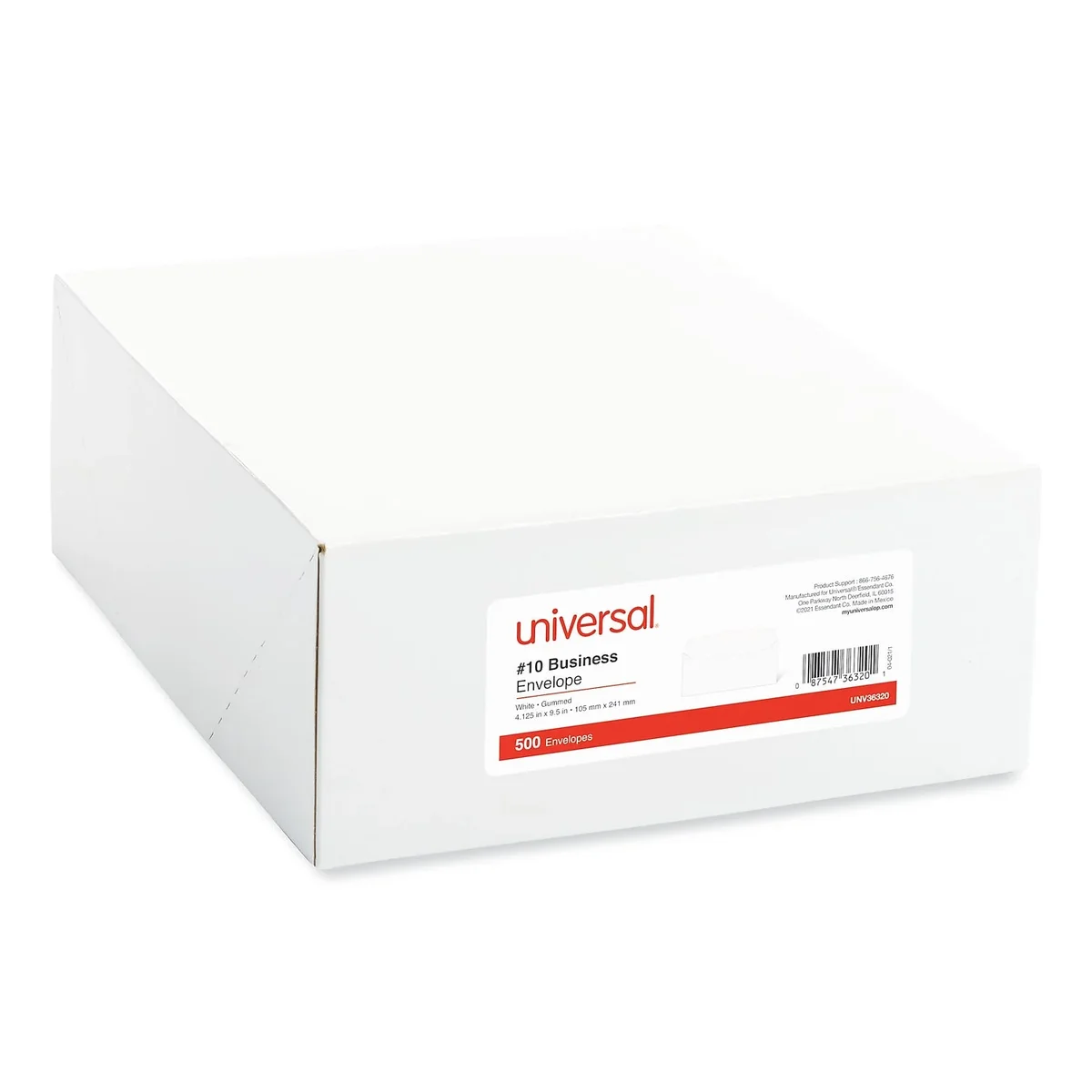 Universal UNV36320 4.13 in. x 9.5 in. #10 Commercial Flap Gummed Business Envelope - White (500/Box) 3943