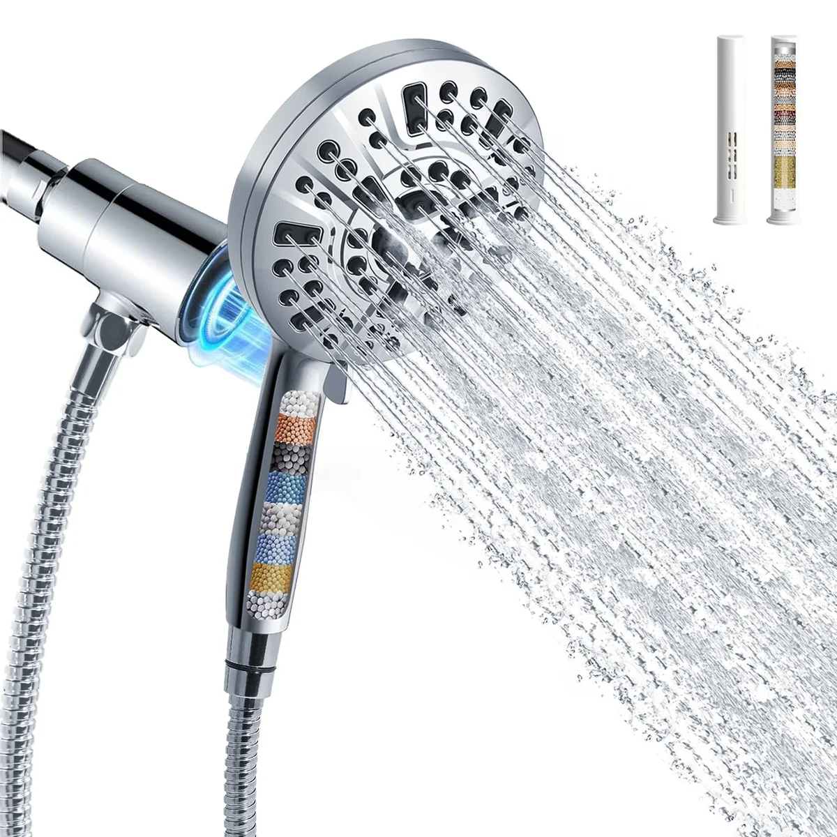 Aonhom Filtered Shower Head with Handheld, High Pressure 10 Spray Mode Chrome Showerhead with Magnetic Bracket, Extra-long 70 inch Stainless Stee 2621