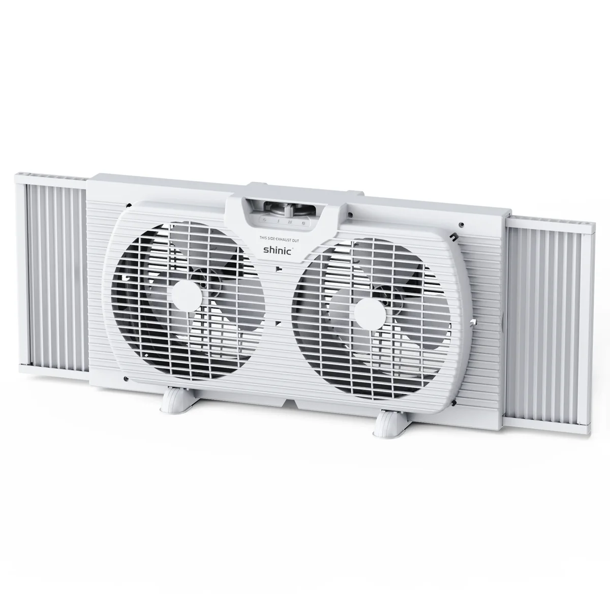 Shinic 9" 3-Speed Twin Window Fan with Removable Bug Screen,Fully Assembled,(22“ to 33-1/2"), White 5195