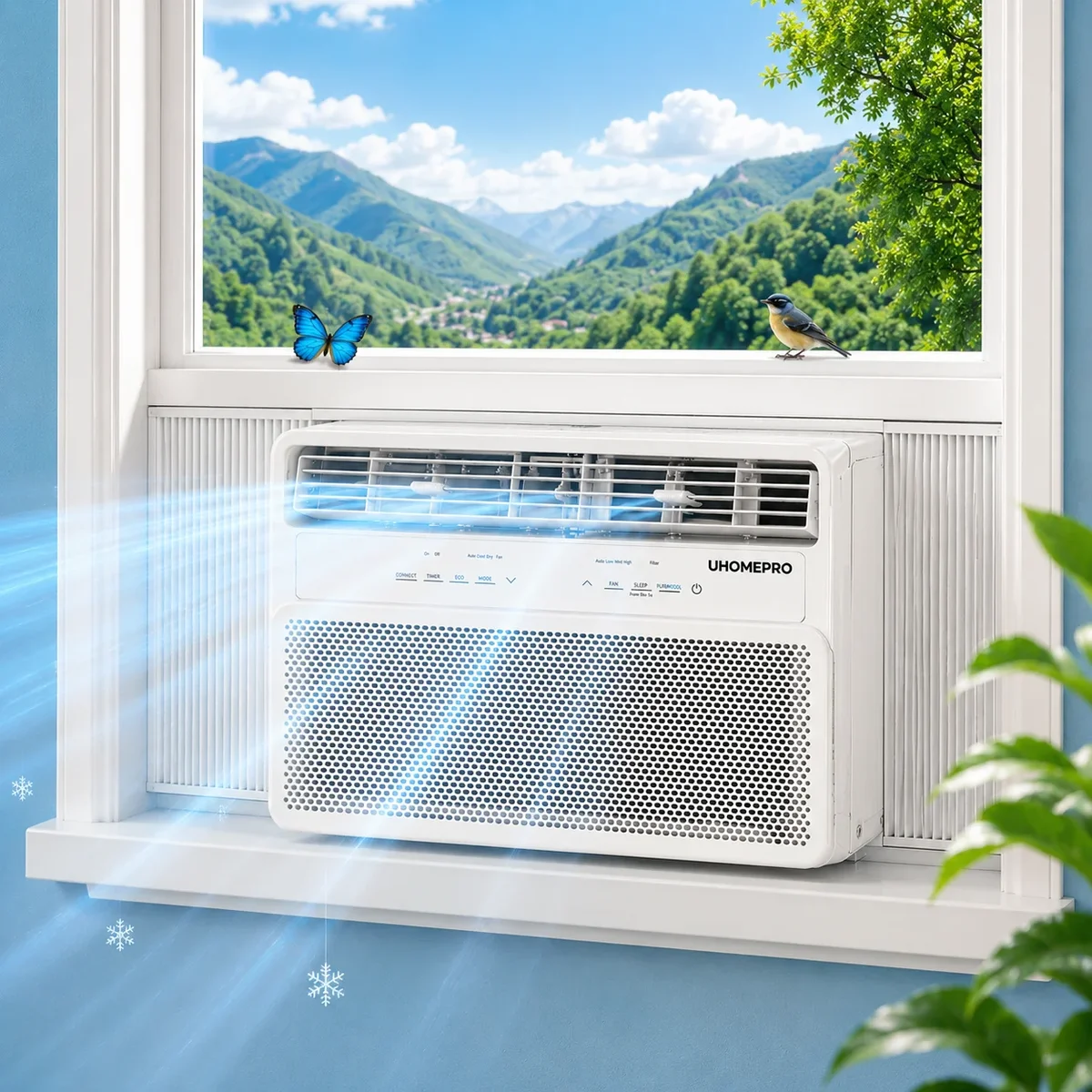 Seizeen Window Air Conditioner, 10000BTU Window AC Unit for 450 sq.ft Room, Smart Inverter Window AC with WiFi App Control Multifunctional Dry Fan ECO Mo 6201