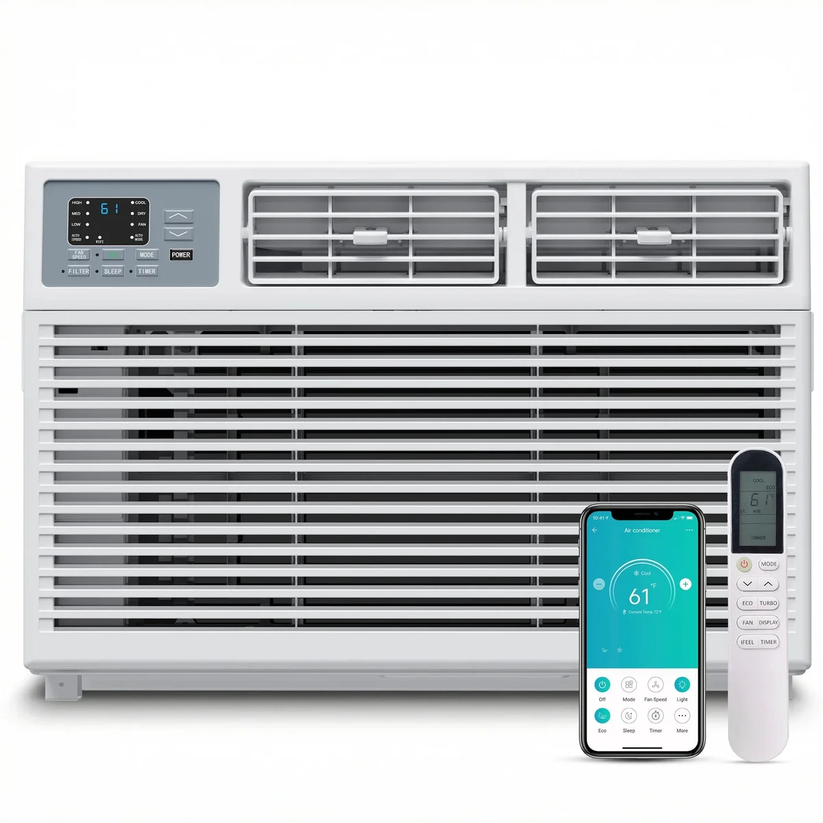 SIMZLIFE 10,000 BTU Window Air Conditioner With APP, Cools Up To 450 Sq Ft, 4 Cooling Modes, Remote Control, White 4007