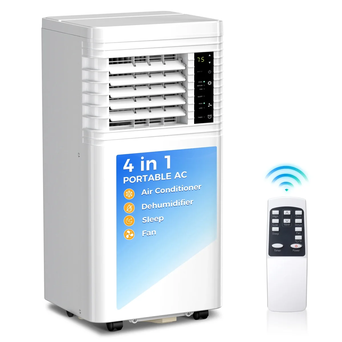 KISSAIR 8000 BTU Ashare Portable Air Conditioner, 4-in-1 AC Unit with Fan, Cool and Dehumidifier, Sleep Mode, Remote Control, for Rooms up to 350 7548