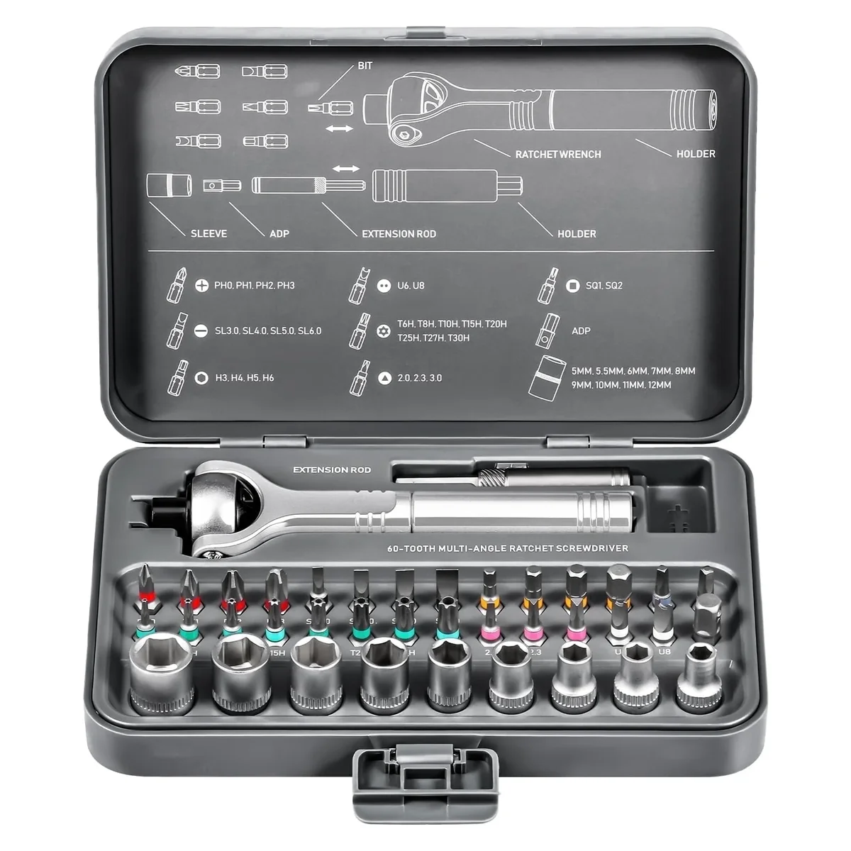 Everdaily Essentials Ratchet Screwdriver Set with Magnetic Bits, 40-in-1 Portable Ratcheting Wrench and Socket Tool Kit with Heavy-Duty Case for Bicycle, Electronics  Ref. 4658