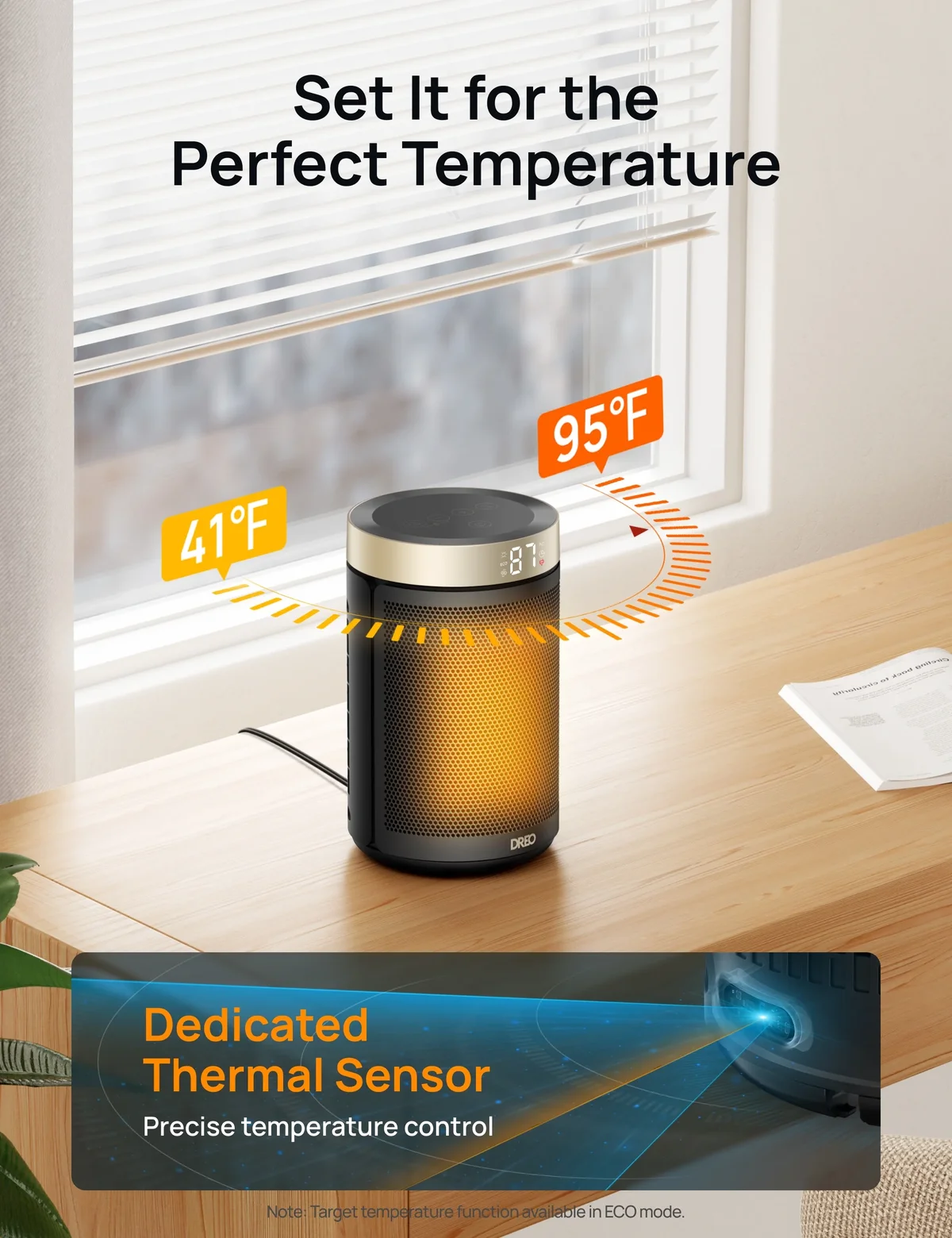 Everdaily Essentials Space Heater, Portable Electric Heaters for Indoor Use with Thermostat and Remote, 2024 Upgraded, Digital Display, 12H Timer, 5 Mode, 1500W PTC C Ref. 2244