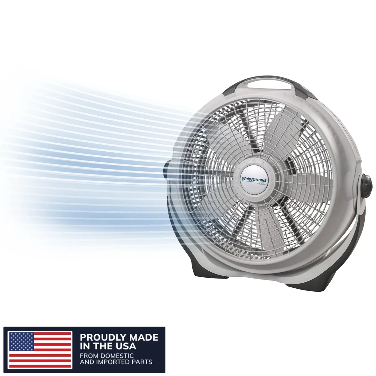 Lasko WindMachine 20" Large Floor Fan with Pivoting Head for Whole Room Cooling, 3-Speed  High Performance Air Circulator Fan, Gray, A20301 2164