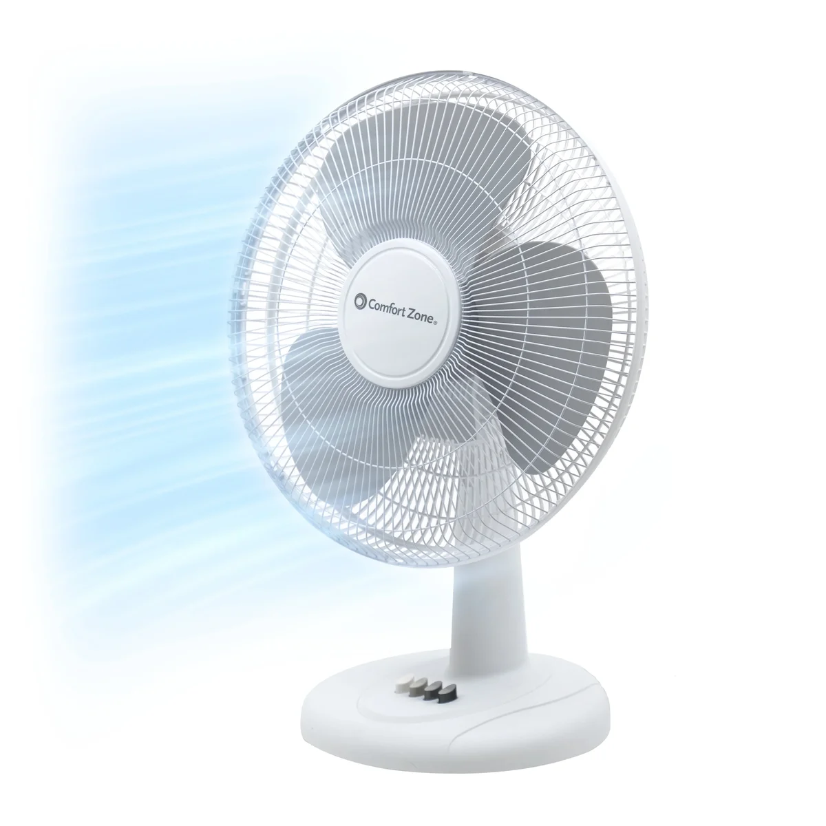 Comfort Zone 12 in. 3-Speed Oscillating Table or Desk Fan, White 2682
