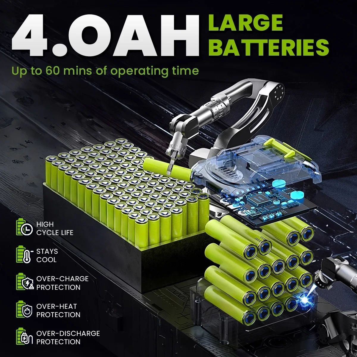 BALKONI 12 Inch Cordless Brushless Electric Chainsaw, 9000RPM High Speed Upgraded Motor, 2*4.0Ah Battery & Auto Oiler,3× Chains, Lightweight Compact Han 0432