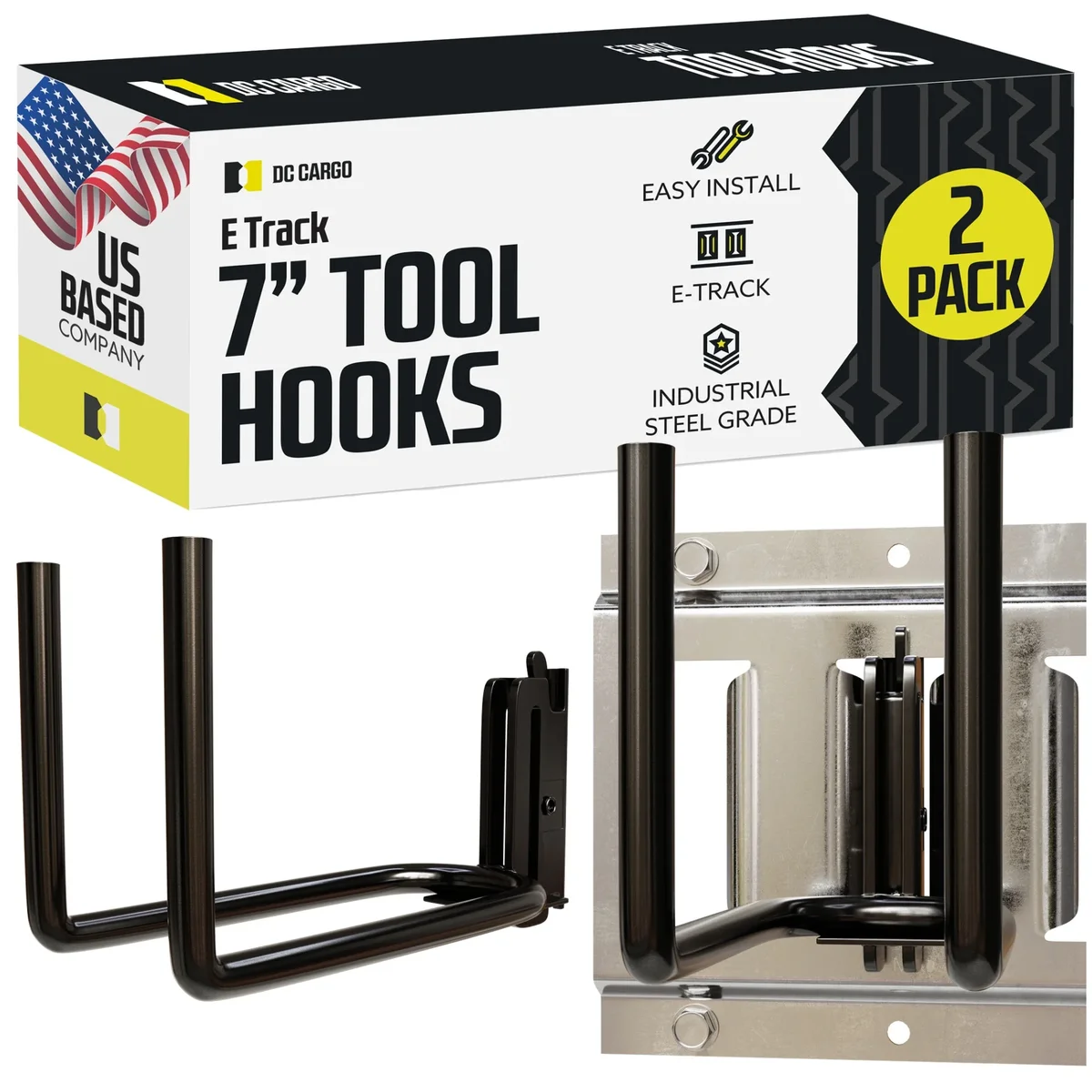 Dc Cargo Mall "DC Cargo Mall E-Track Heavy Duty Shovel/Tool Hanger | Hook for Tools, Spades, Rakes, in Trucks, Trailers, and Warehouses with E Tracks" 0161