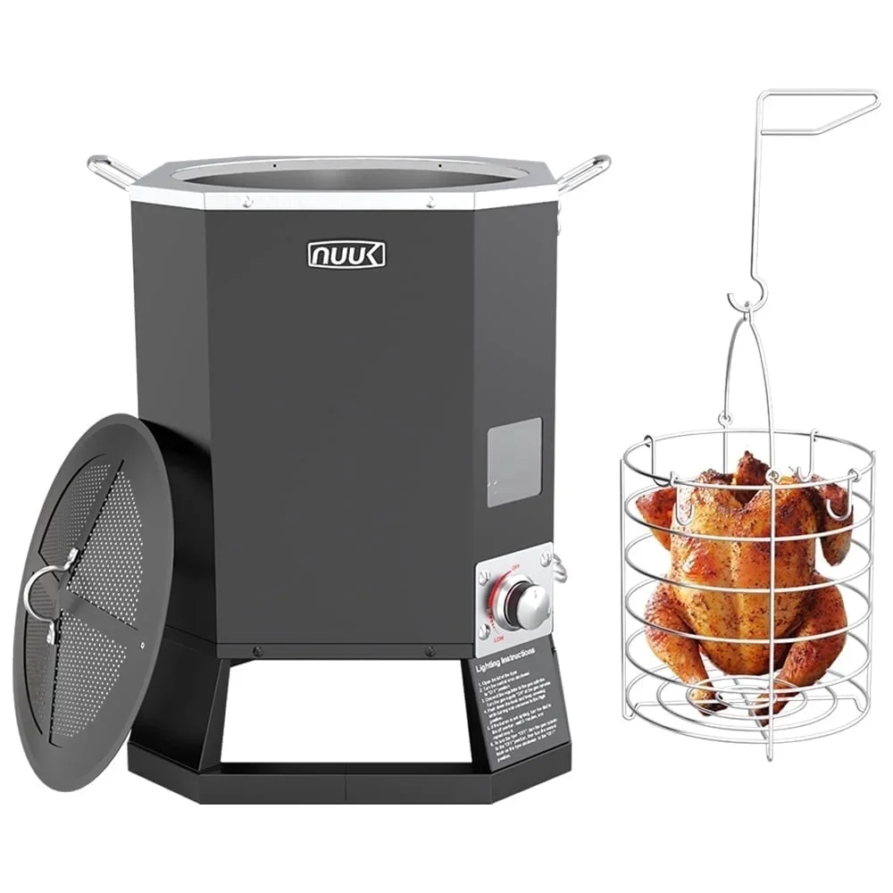 NUUK 30QT Oil Free Outdoor Turkey Fryer, Propane Deep Fryers Burner Stand, 6,000 BTU Cast Iron Burner, Outdoor Deep Fryer, Ideal for Outdoor Cook 1368