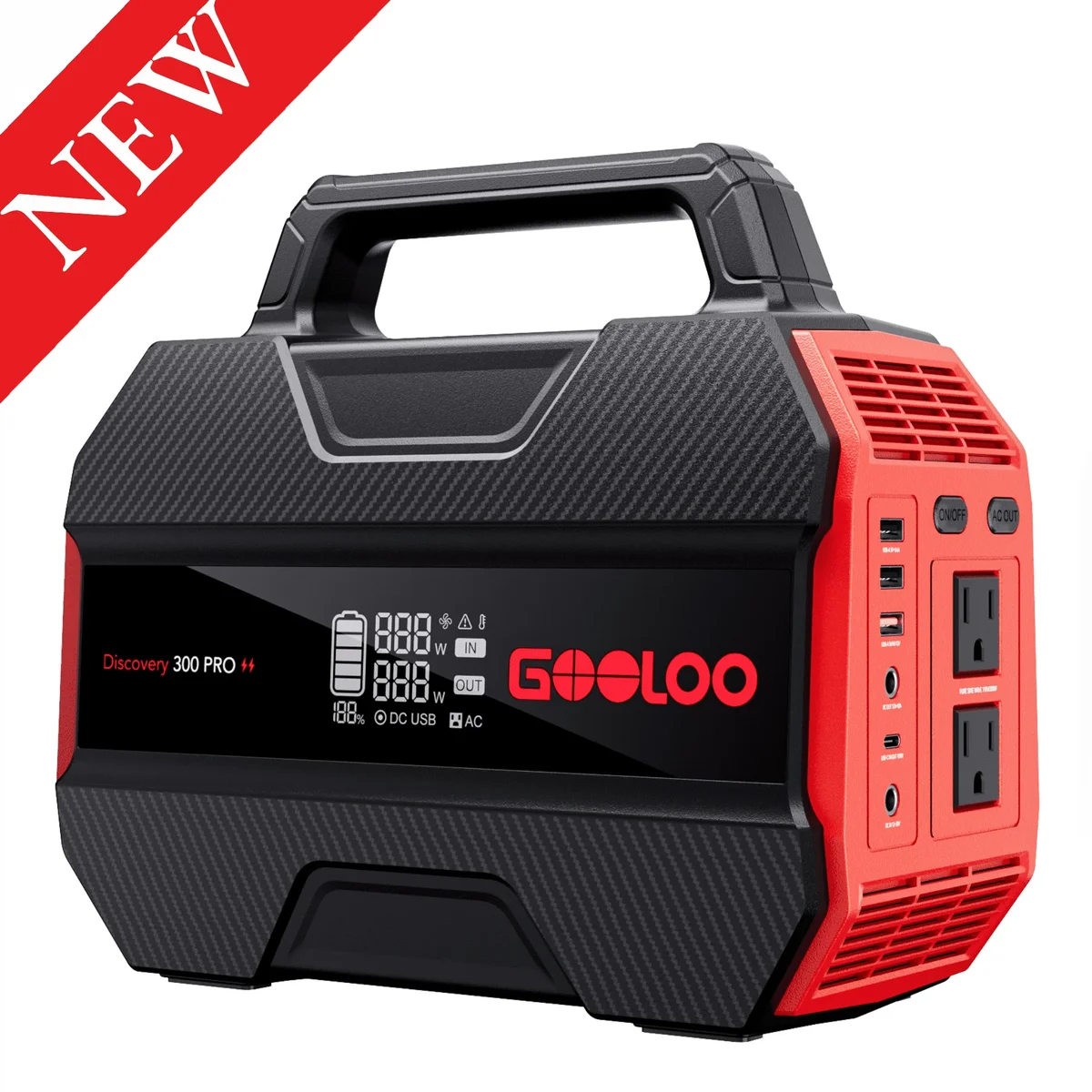GOOLOO Discovery 300 PRO Power Station: 230Wh Solar Generator with 300W AC Output, 12V DC, and Multiple USB Ports, Perfect for Camping, RV, and E 7231