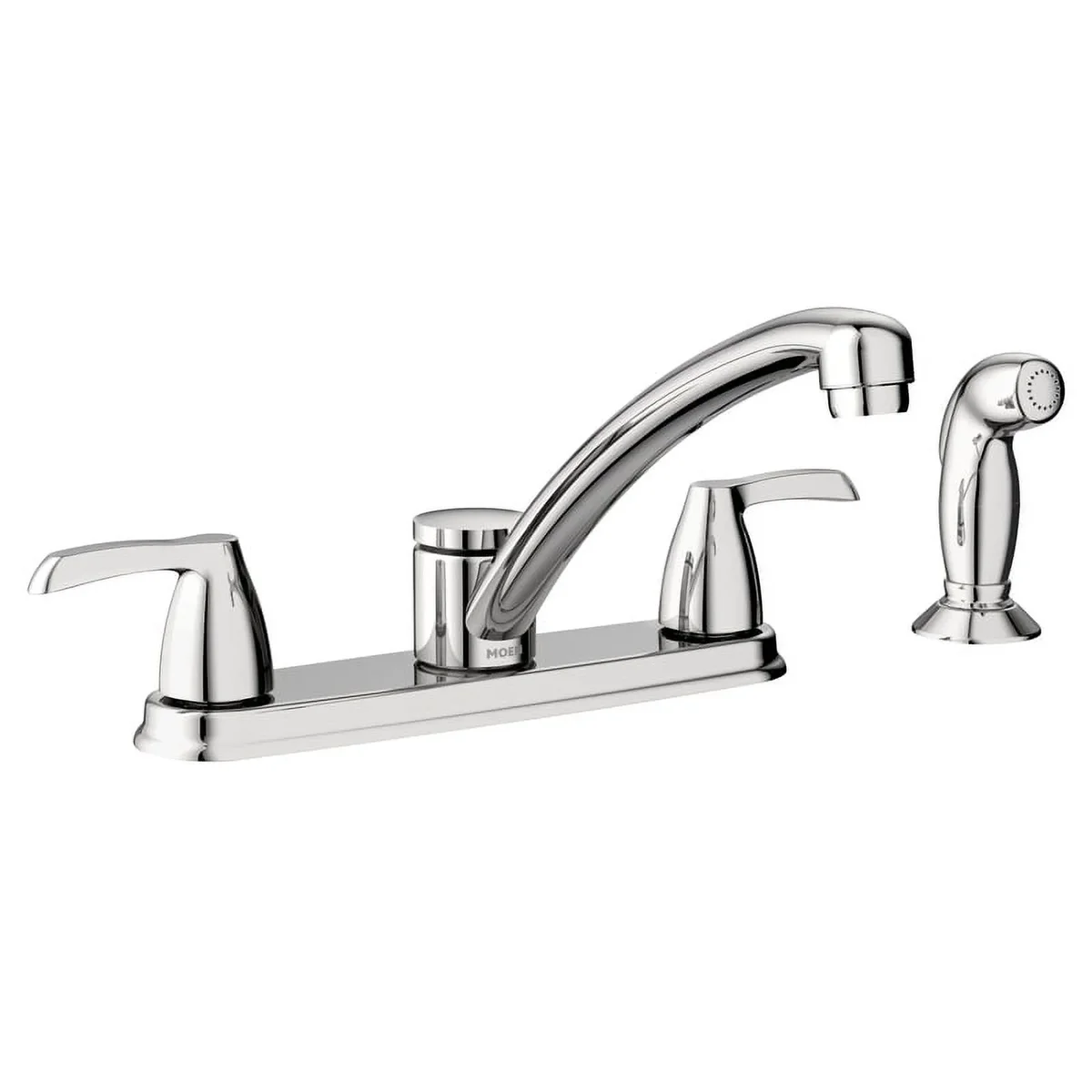 Moen Adler Chrome Two-Handle Low Arc Kitchen Faucet with Side Sprayer 2000