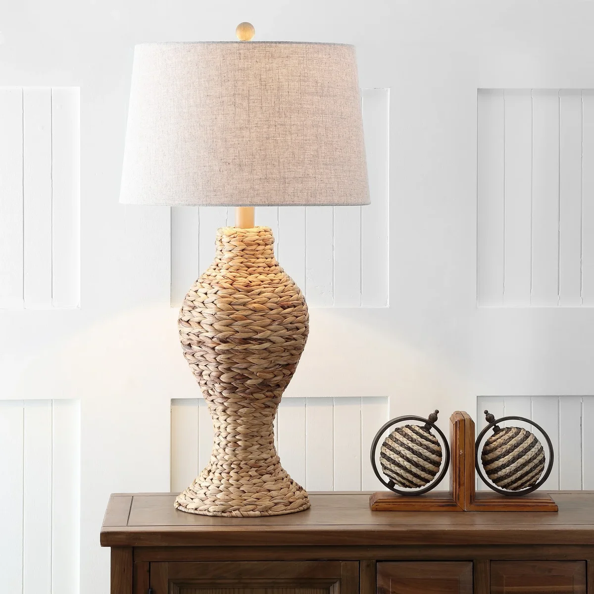 JONATHAN Y Elicia 31" 1-Light Coastal Cottage Water Hyacinth Weave LED Table Lamp, Natural, JYL1015A 1590