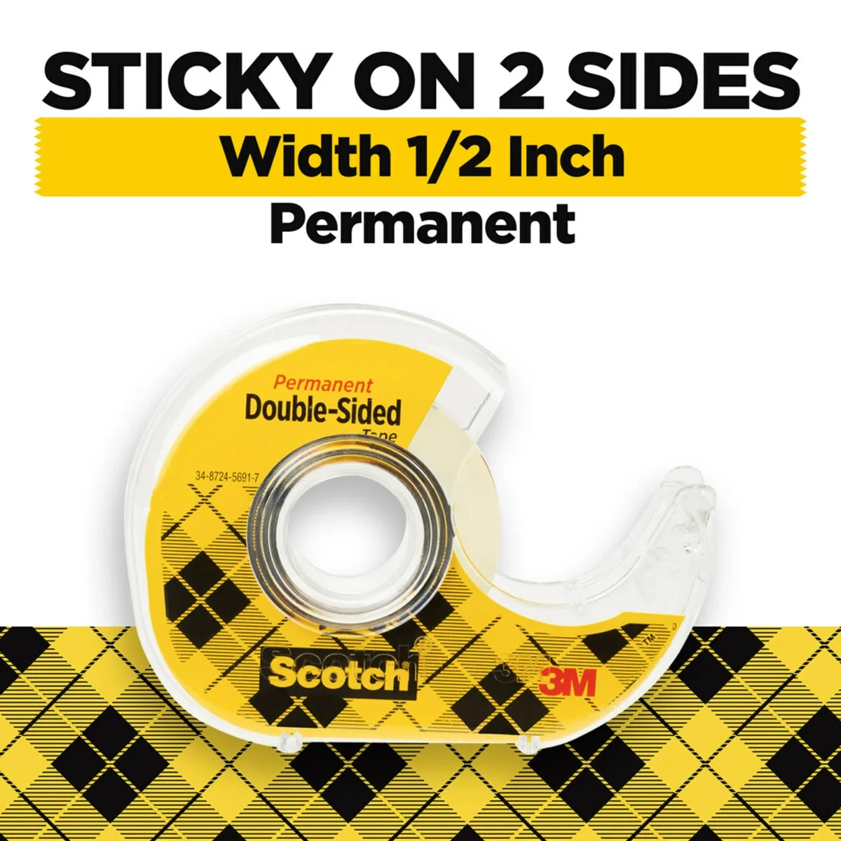Scotch Double Sided Tape, Clear, 1/2" x 500", 6 Dispensers 3826