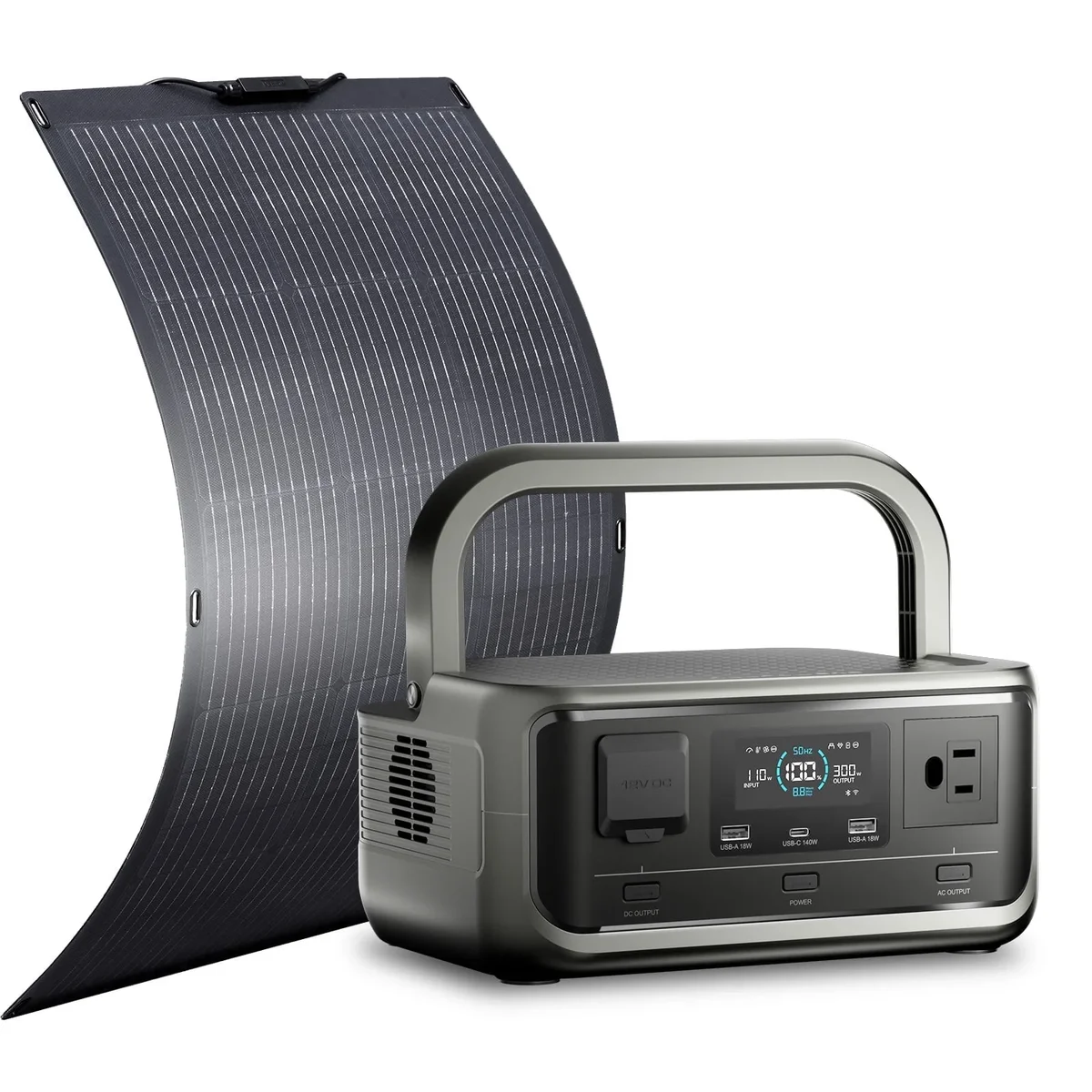 ALLPOWERS P300 Solar Generator with 100W ETFE Solar Panel, 256Wh LiFePO4 Portable Power Station, 300W Pure Sine Wave for RV Camping Off-Grid Outd 2488
