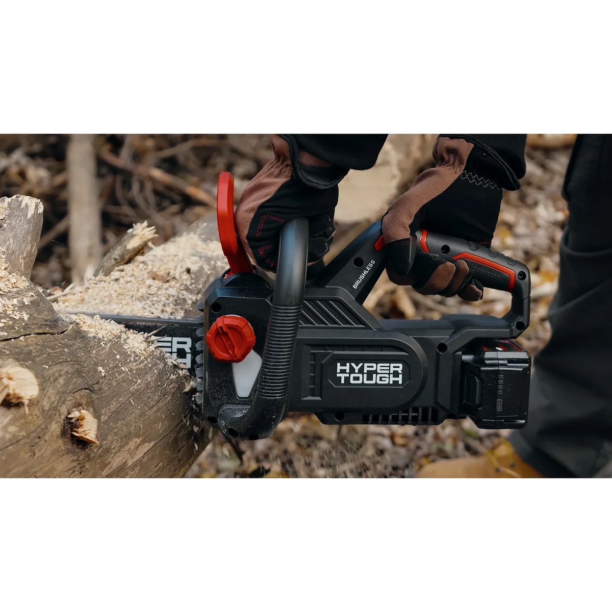 Hyper Tough 12" 20V Brushless Cordless Chainsaw with 20V Max 4.0Ah Battery and Charging Cable 7757