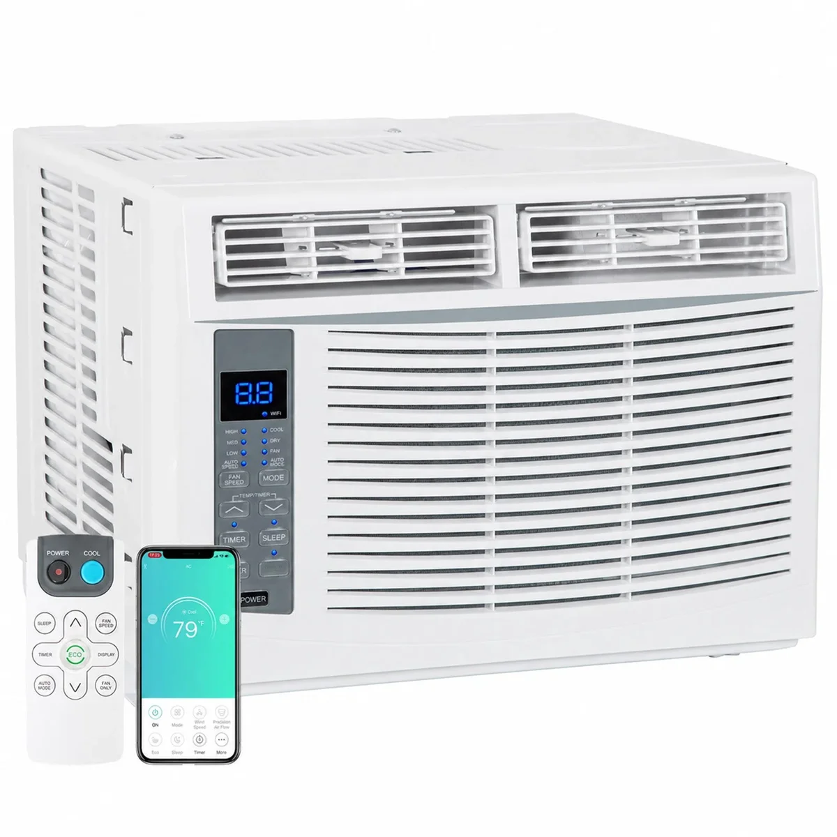 Everdaily Essentials 6000 BTU Window Air Conditioner Smart WiFi AC Unit Cooling for 250 Sq Ft Rooms with Remote App Control, Install Accessories Ref. 3380